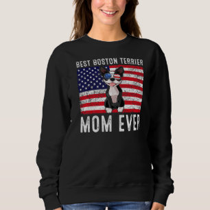 Boston Terrier Mum Usa American Flag Dog  Owner Sweatshirt