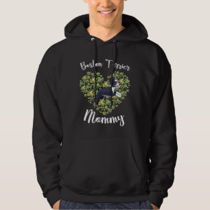Boston Terrier Mummy Irish Shamrock Heart Mothers  Hoodie