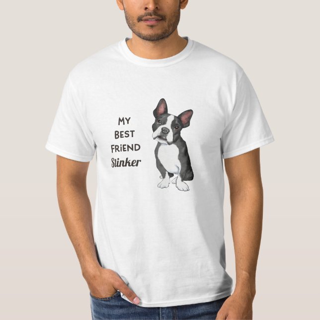 Boston Terrier My Best Friend Custom Name T-Shirt (Front)