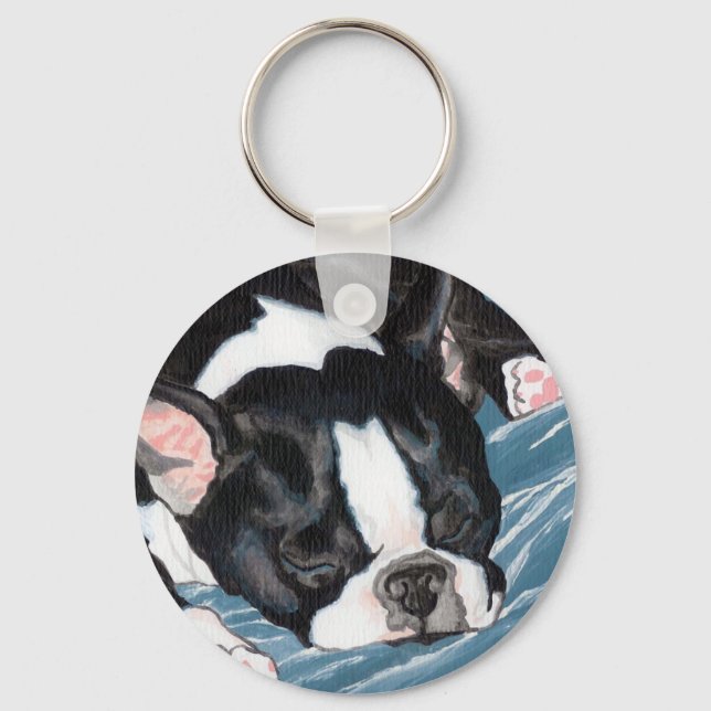 Boston Terrier Nap Key Ring (Front)