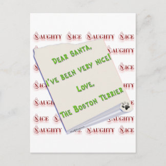 Boston Terrier Naughty or Nice Holiday Postcard
