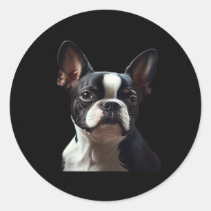 Boston Terrier - Oil Paint Classic T-Shirt Classic Round Sticker