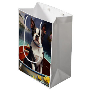 Boston Terrier on a Paddle: A Scenic Adventure  Medium Gift Bag