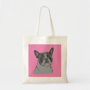 Boston Terrier on Pink Tote Bag