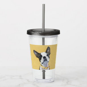 Boston Terrier Painting - Cute Original Dog Art Acrylic Tumbler