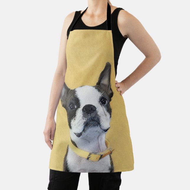 Boston Terrier Painting - Cute Original Dog Art Apron (Insitu)