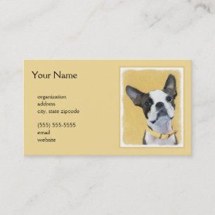 Boston Terrier Painting - Cute Original Dog Art Business Card