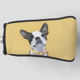 Boston Terrier Painting - Cute Original Dog Art Golf Head Cover