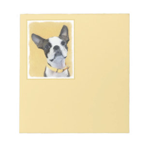 Boston Terrier Painting - Cute Original Dog Art Notepad