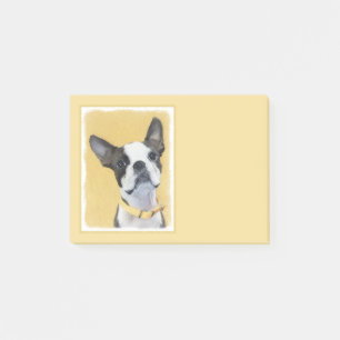 Boston Terrier Painting - Cute Original Dog Art Post-it Notes