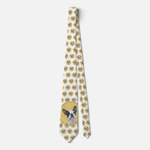 Boston Terrier Painting - Cute Original Dog Art Tie