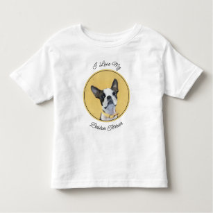 Boston Terrier Painting - Cute Original Dog Art Toddler T-Shirt