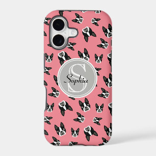 Boston Terrier Pattern Monogram Cell Phone Case