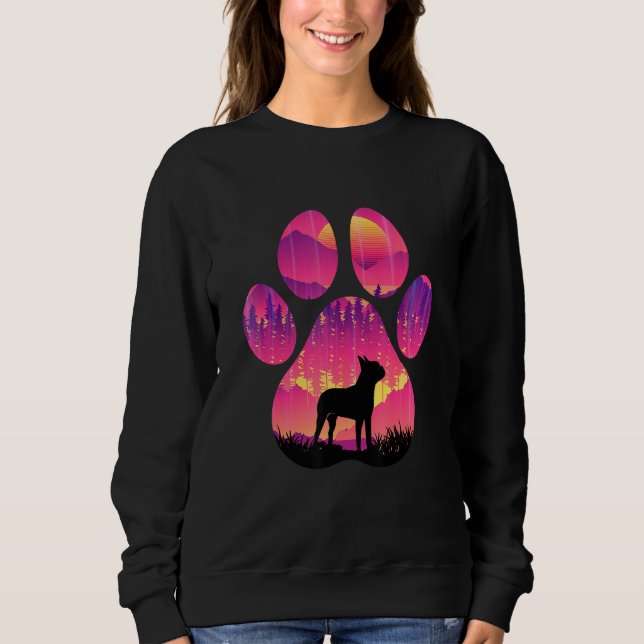 Boston Terrier Paw Mom Dad Dog  Women Men Sweatshirt (Front)