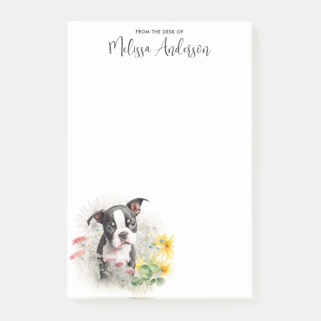 Boston Terrier Personalised Dog Lover Cute Puppy Post-it Notes (Front)