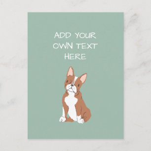Boston Terrier Personalised Dog Name Postcard