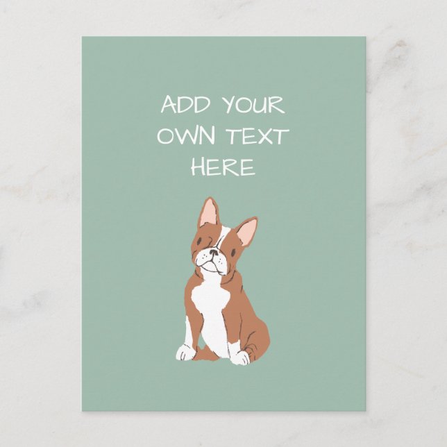 Boston Terrier Personalised Dog Name Postcard (Front)