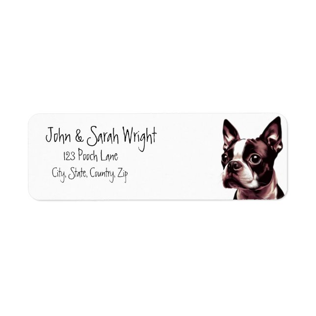 Boston Terrier Pet Dog Address Label (Front)