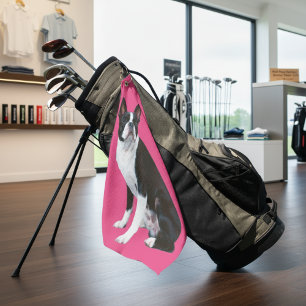 Boston Terrier Pink Golf Towel