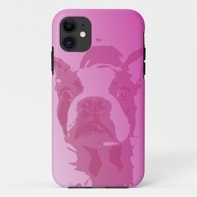 Boston Terrier Pink iPhone 5 Case-Mate iPhone Case (Back)
