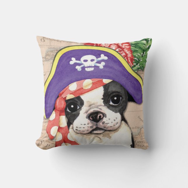 Boston Terrier Pirate Cushion (Front)