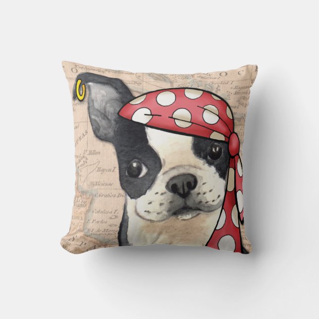 Boston Terrier Pirate Cushion (Front)
