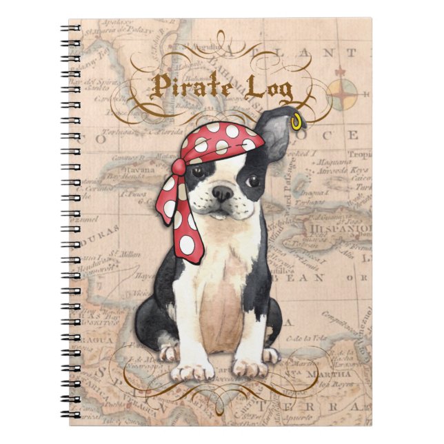 Boston Terrier Pirate Notebook (Front)
