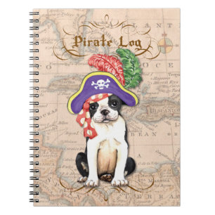 Boston Terrier Pirate Spiral Notebook