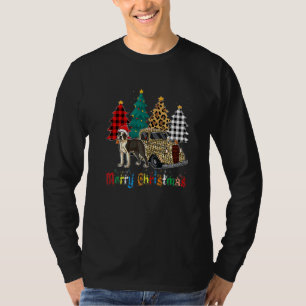 Boston Terrier plaid leopard xmas tree holiday T-Shirt