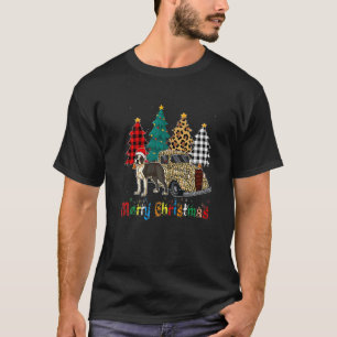 Boston Terrier plaid leopard xmas tree holiday T-Shirt