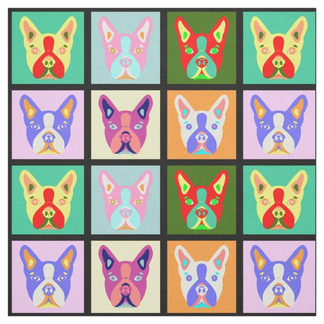 Boston Terrier Pop Art Fabric (Swatch)