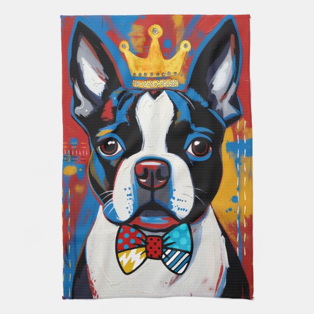 Boston Terrier Pop Art Kitchen Towel (Vertical)