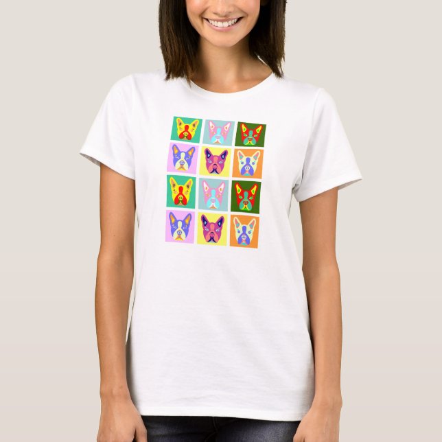 Boston Terrier Pop Art T-Shirt (Front)