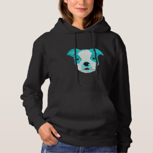 Boston Terrier Pop Art Teal Hoodie