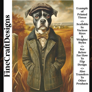 Boston Terrier Portrait In Landscape CG7 Decoupage Tissue Paper