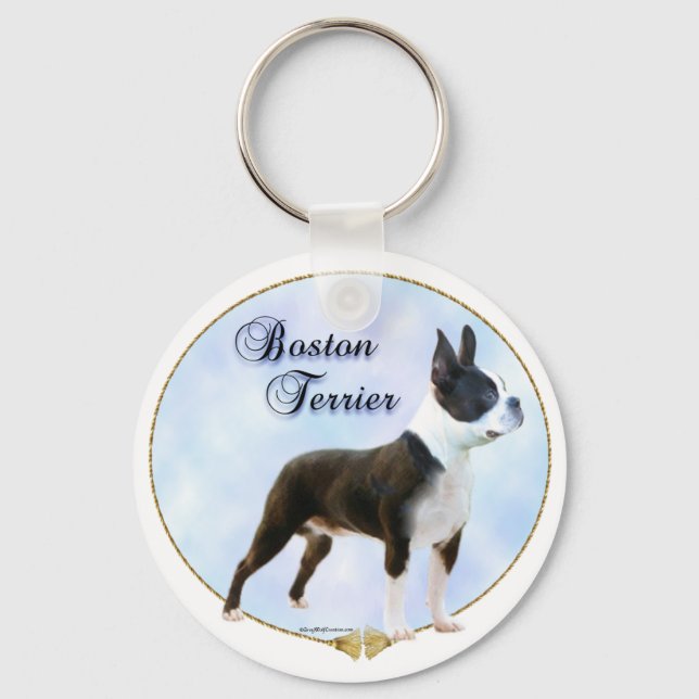 Boston Terrier Portrait Keychain (Front)
