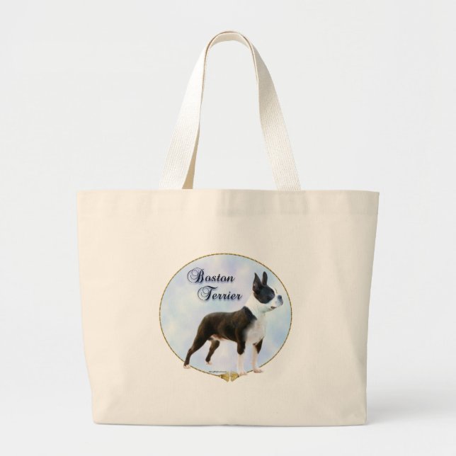 Boston Terrier Portrait Large Tote Bag (Front)