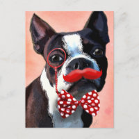 Boston Terrier Portrait with Red Bow Tie and 3