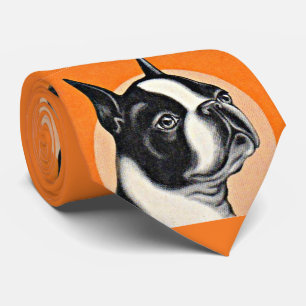 Boston terrier print tie