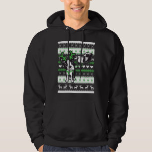 Boston Terrier Pulling Santa Claus Sleigh Ugly Hoodie