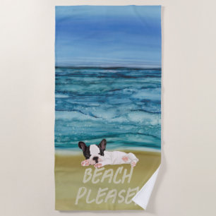 Boston Terrier Pup Beach Towel