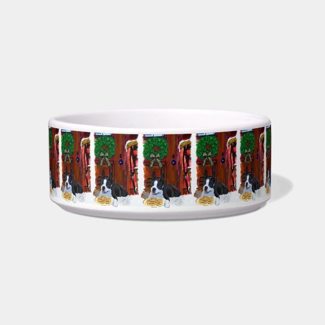 Boston Terrier Puppy Christmas Bowl (Front)