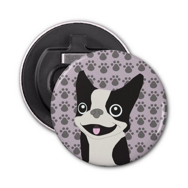 Boston Terrier, Purple lavender Bottle Opener (Front)