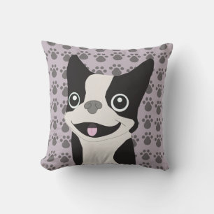 Boston Terrier, Purple lavender Cushion