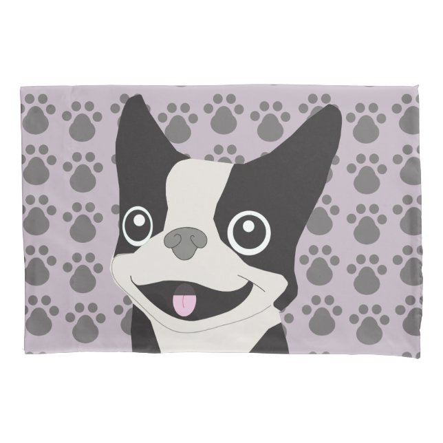 Boston Terrier, Purple lavender Pillowcase (Front)