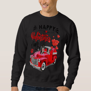 Boston Terrier Red Truck Valentines Day Funny Dog Sweatshirt