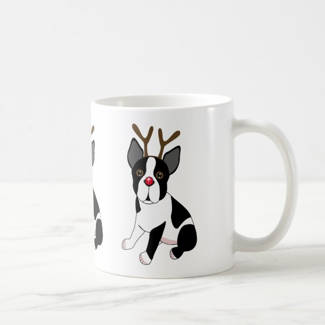 Boston Terrier Reindeer Coffee Mug (Right)