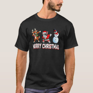 Boston Terrier Reindeer Snowman Merry Christmas Lo T-Shirt