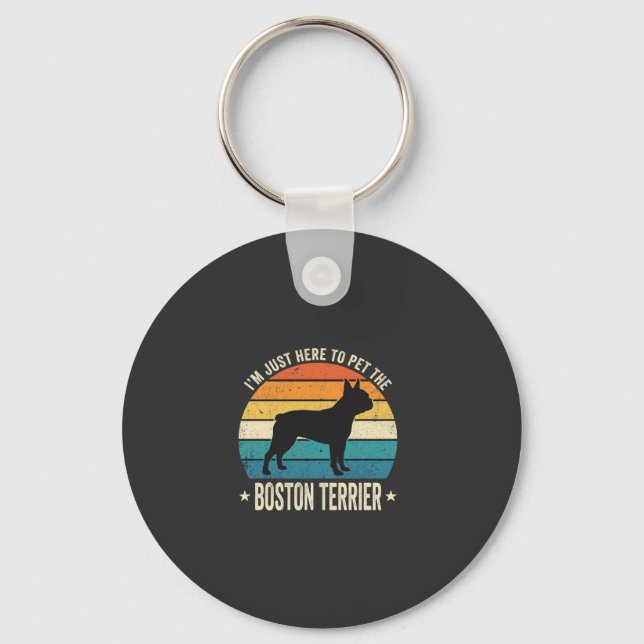 Boston Terrier Retro Dog Lover Graphic_1 Key Ring (Front)
