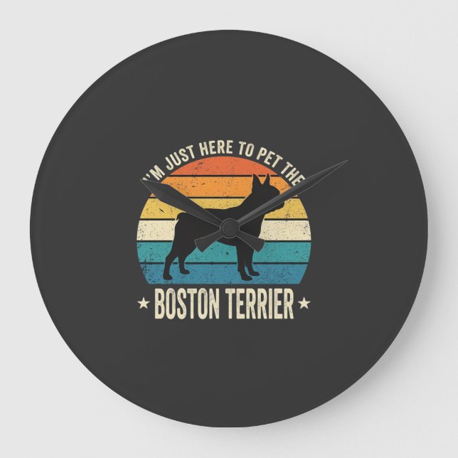 Boston Terrier Retro Dog Lover Graphic_1 Large Clock (Front)